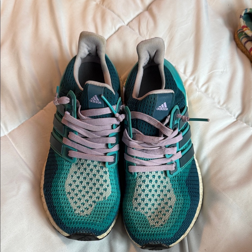 Adidas BOOST Turquoise and Light Gray Running Shoes